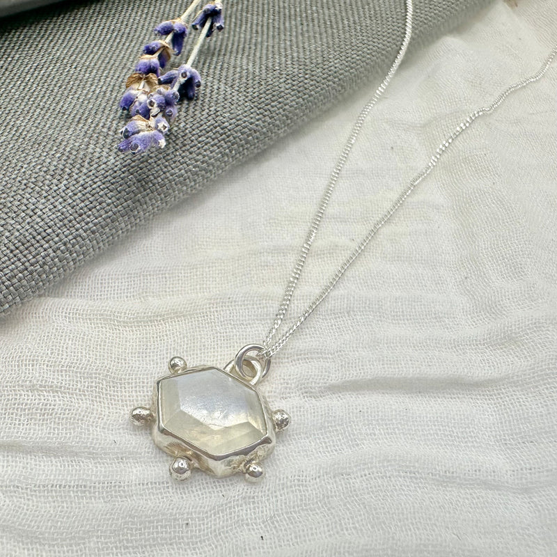 Hexagon Moonstone Necklace