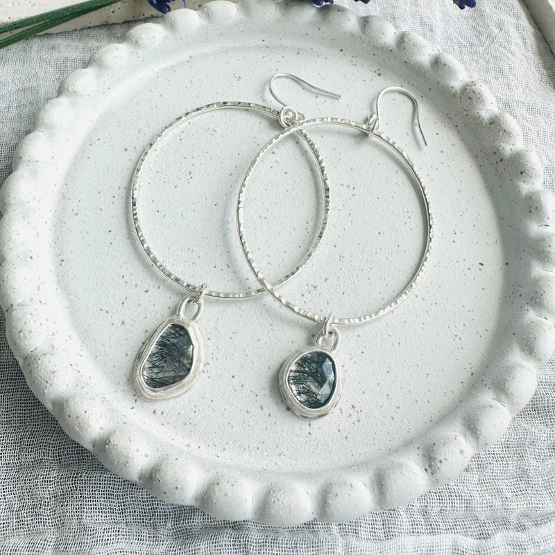 Orb Earrings - Rutilated Quartz