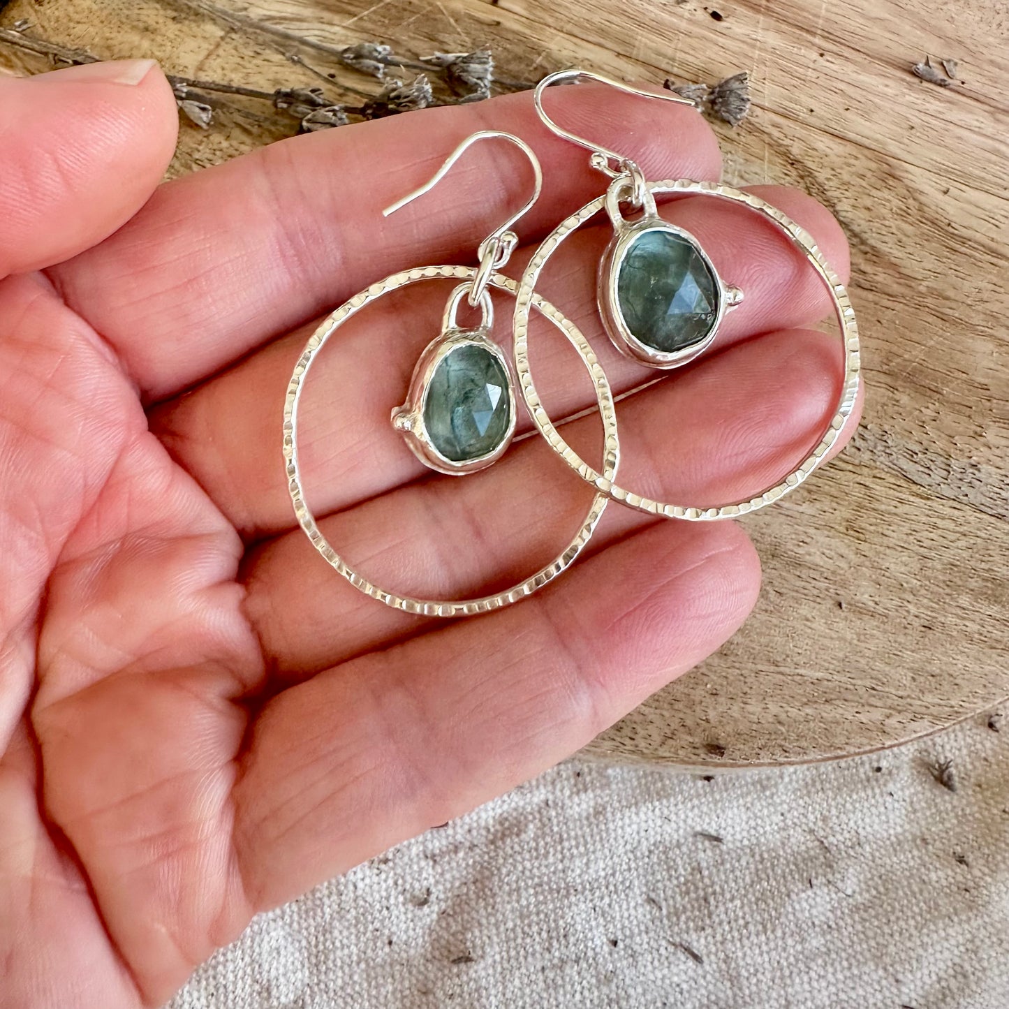 Orb Earrings - Moss Aquamarine