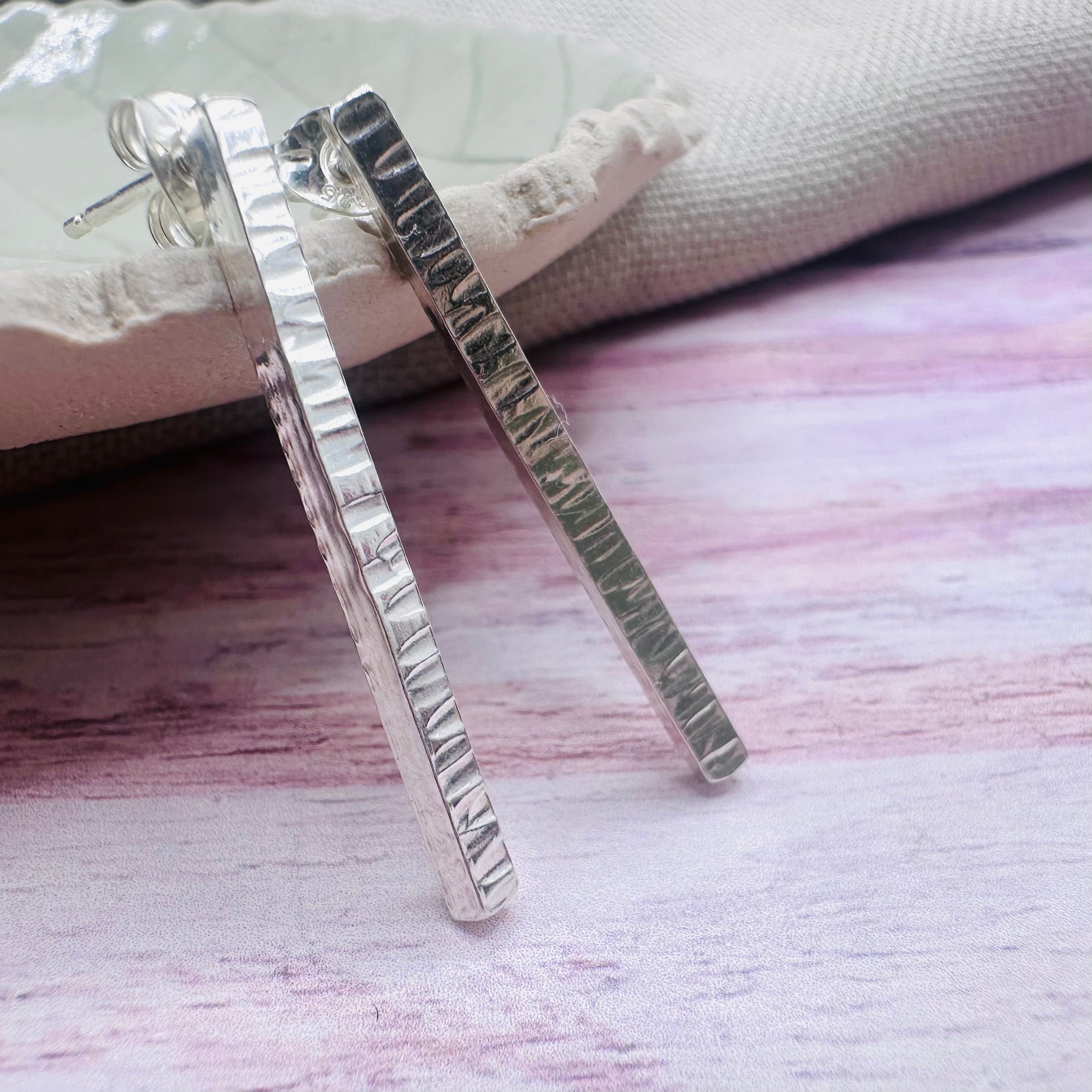 Silver Bar Stud Earrings