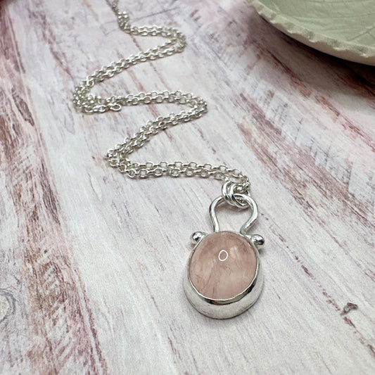 Oval Rose Quartz Necklace