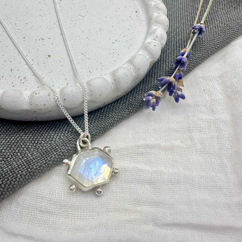 Hexagon Moonstone Necklace