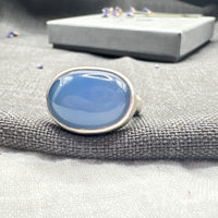 Blue Chalcedony Satin Ring