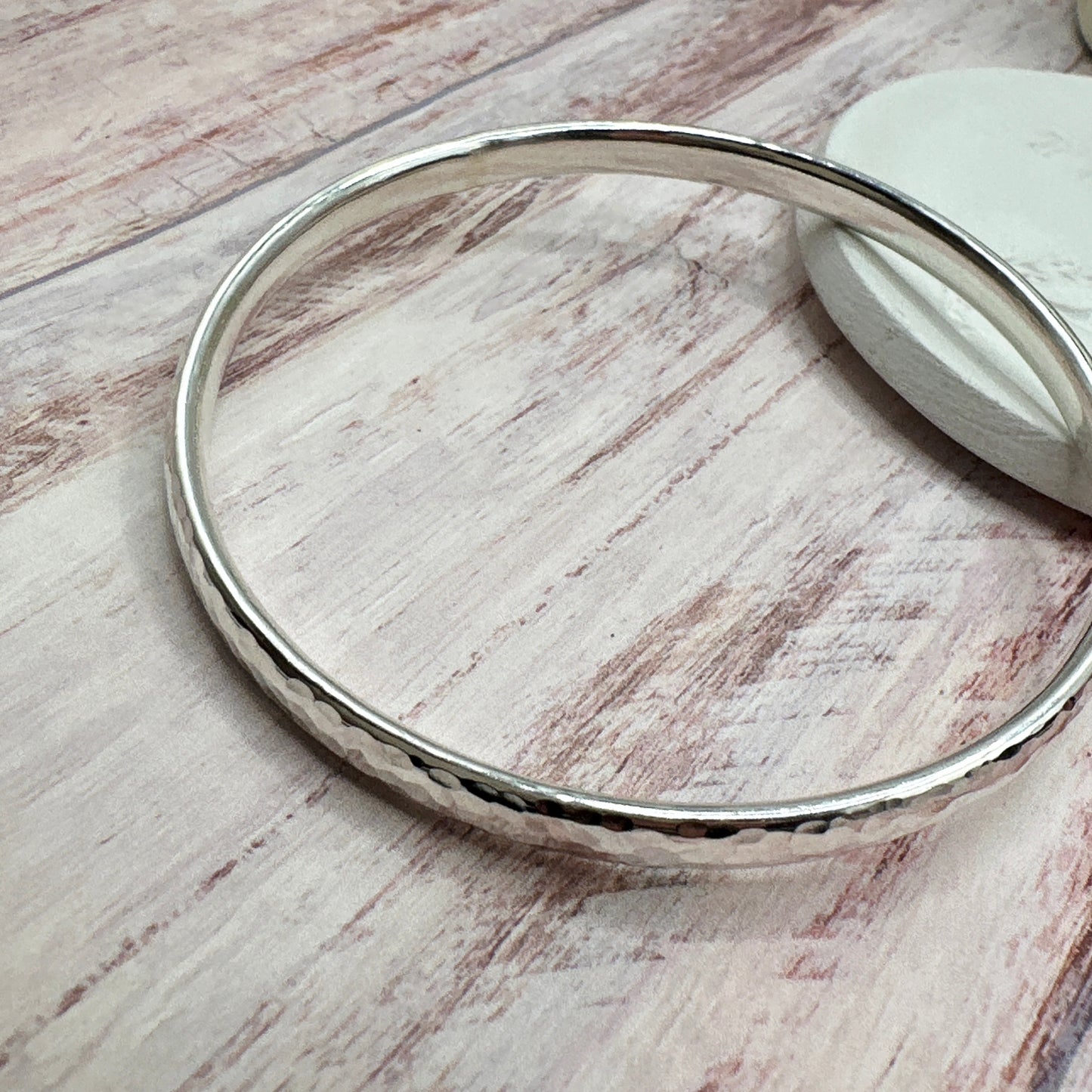 Sterling Chunky Hallmarked Oval Wire Bangle - Ready Now