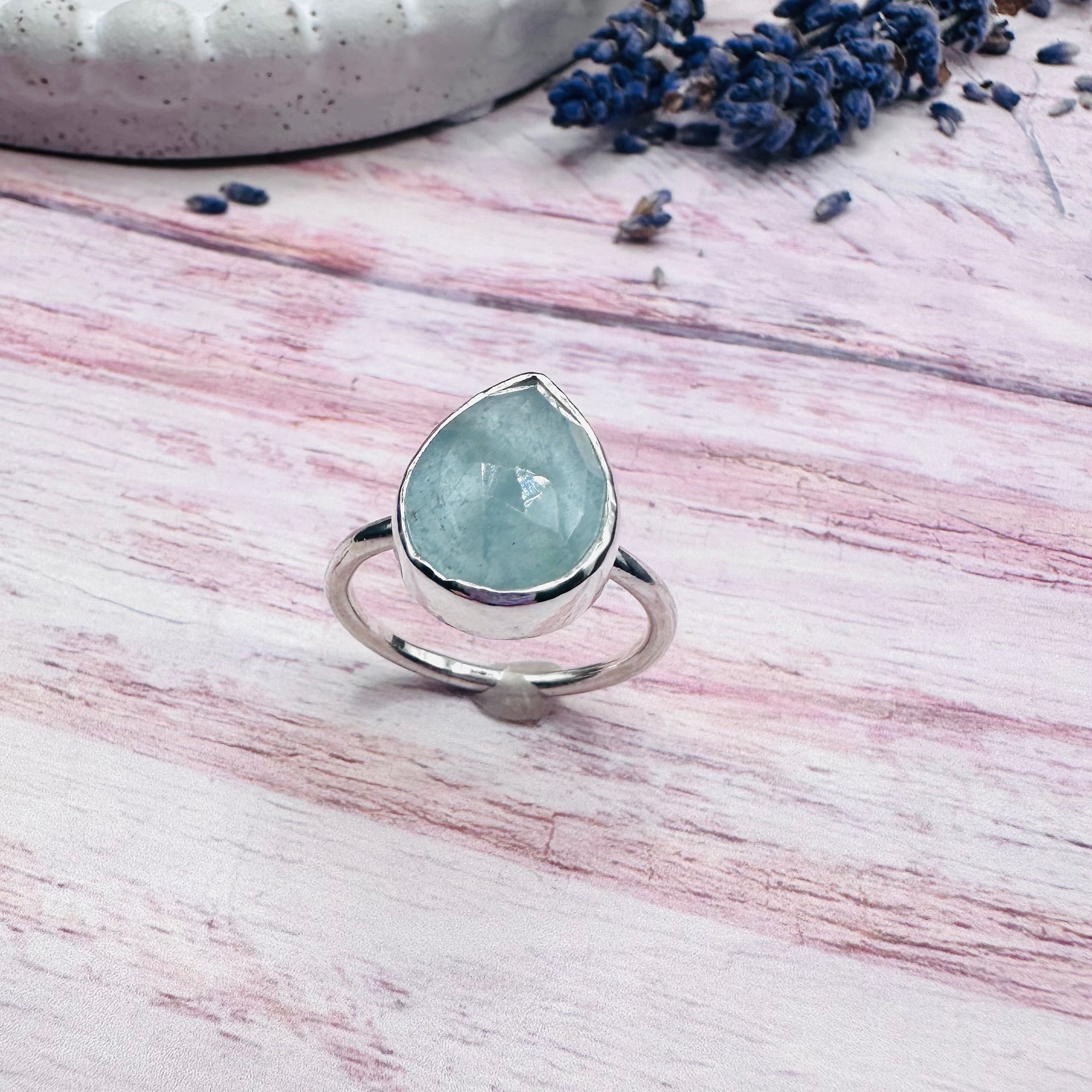 Pear Aquamarine Ring