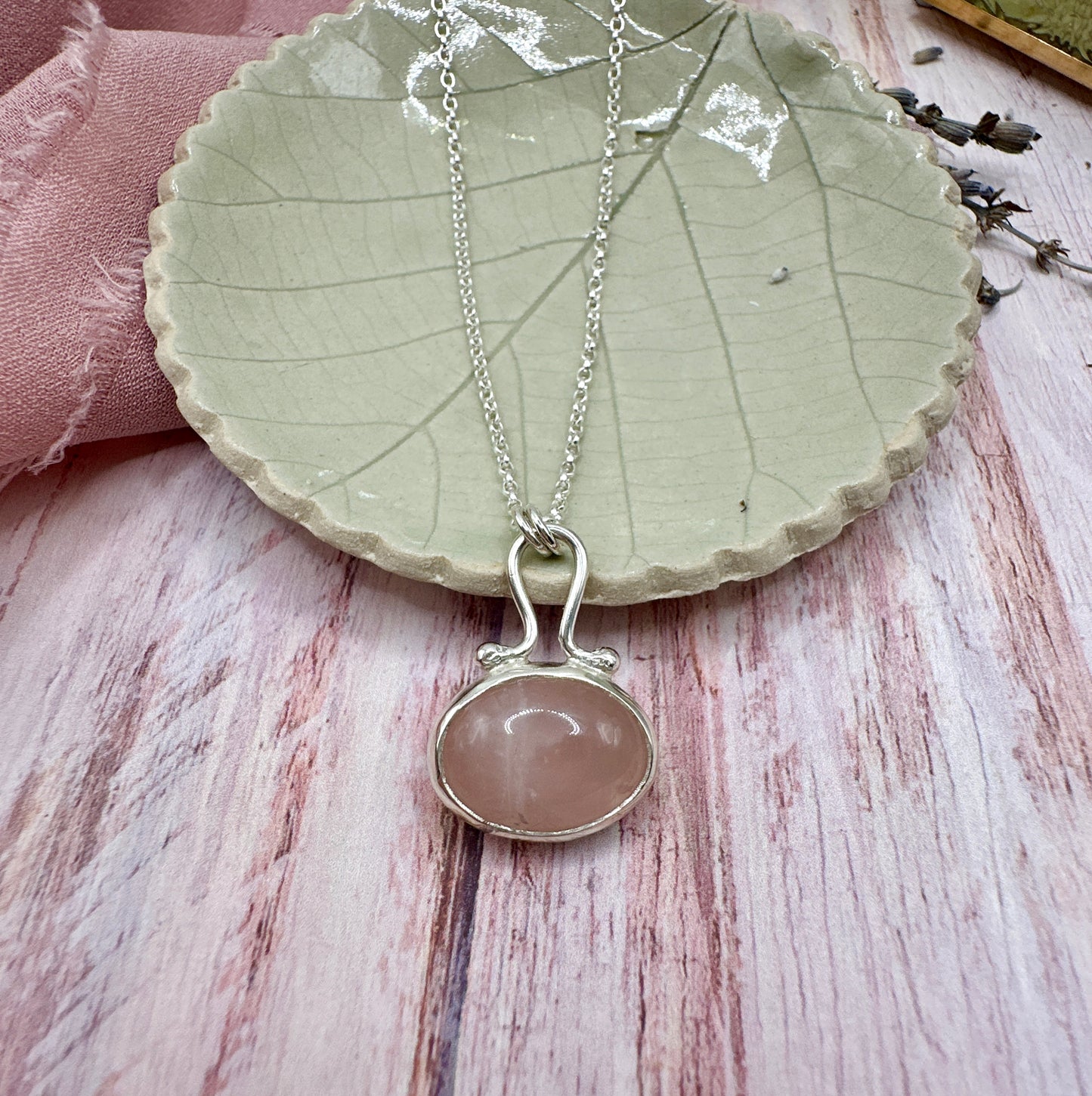 Florence Necklace in Rose Quartz