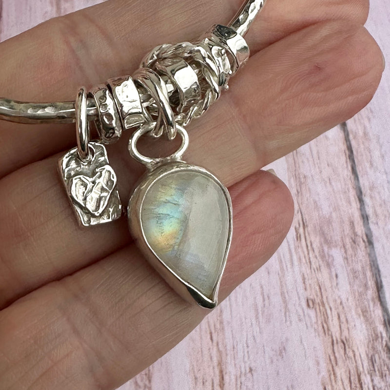 Pear Moonstone Charm Bangle