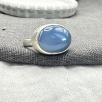 Blue Chalcedony Satin Ring