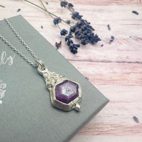 Pink Hexagon Sapphire Granulated Necklace