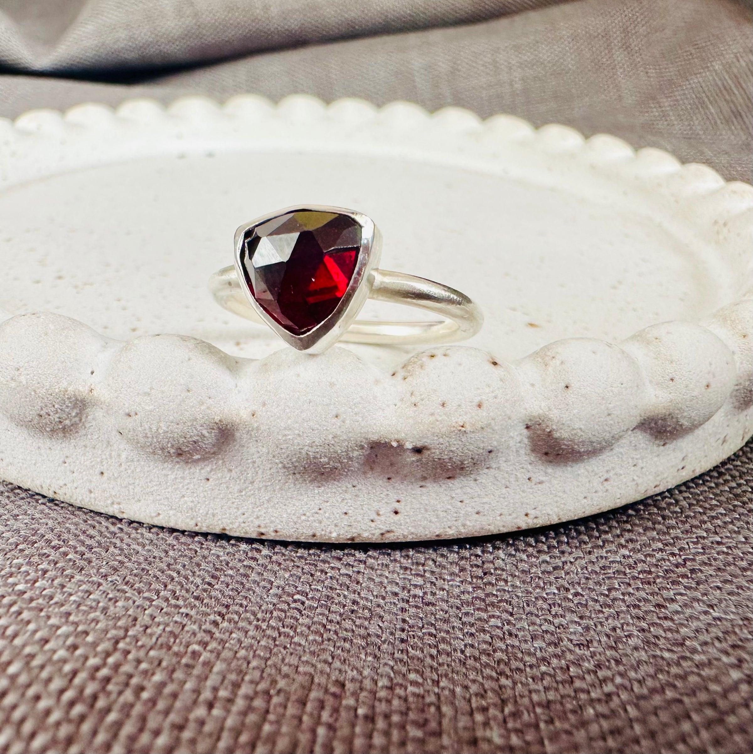 Garnet Trillion Esme Ring