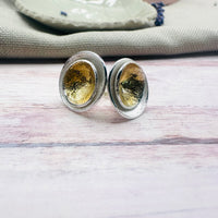 Eclipse Domed Earrings Silver & 14kt Gold