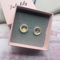 Eclipse Domed Earrings Silver & 14kt Gold