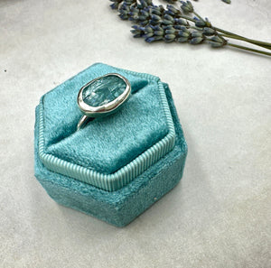 Aquamarine Kyanite Sterling Ring