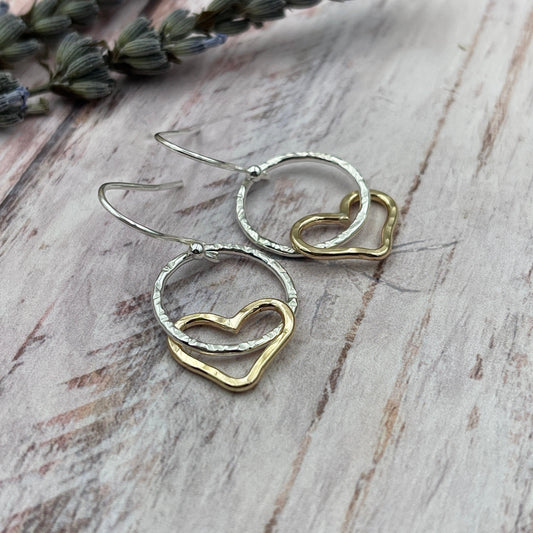 Silver & Gold Heart Earrings