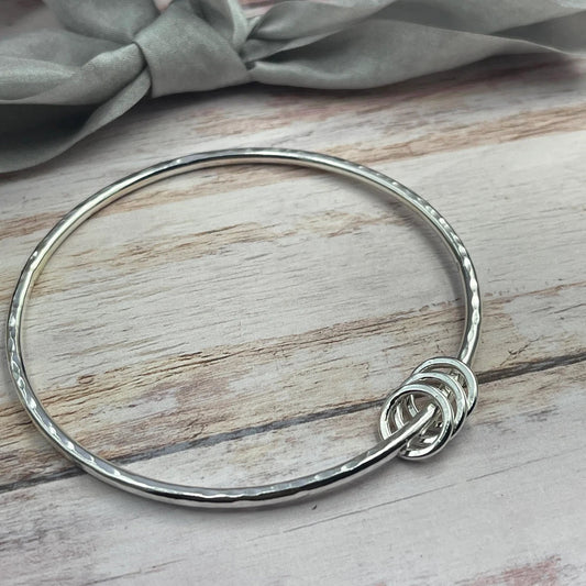 Sterling Silver Bangle with Silver Rings (3 to 9 Rings)