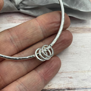 Sterling Silver Bangle with 3 Silver Rings