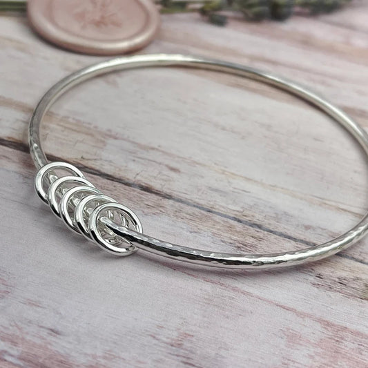 5 Rings Sterling Silver Bangle (Silver Rings)