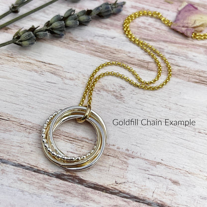 8 Ring Mixed Metals Necklace - Ready Now