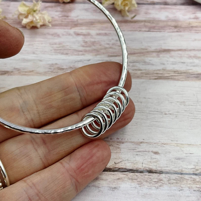 7 Silver Rings Sterling Silver Bangle