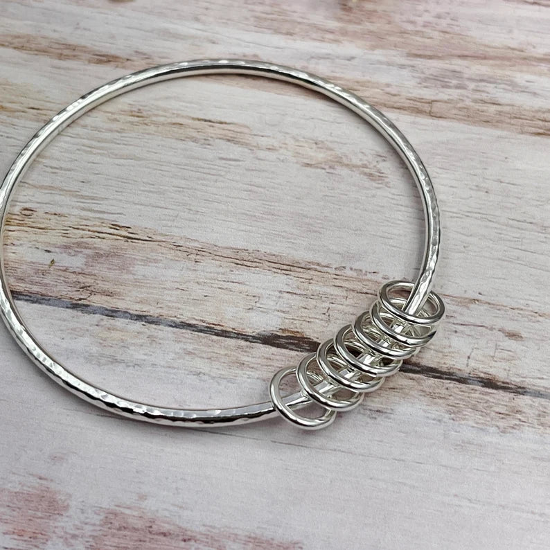 7 Silver Rings Sterling Silver Bangle