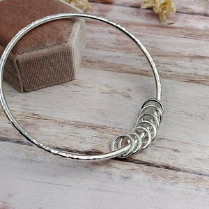 Sterling Silver Bangle with 7 Silver Rings