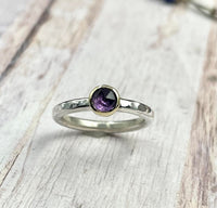 Georgia - Amethyst Sterling &amp; 9 Karat Gold Ring