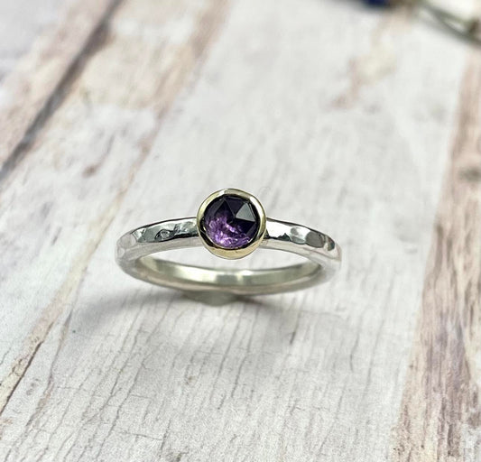 Georgia - Amethyst Sterling & 9ct Gold Ring