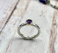 Georgia - Amethyst Sterling &amp; 9 Karat Gold Ring