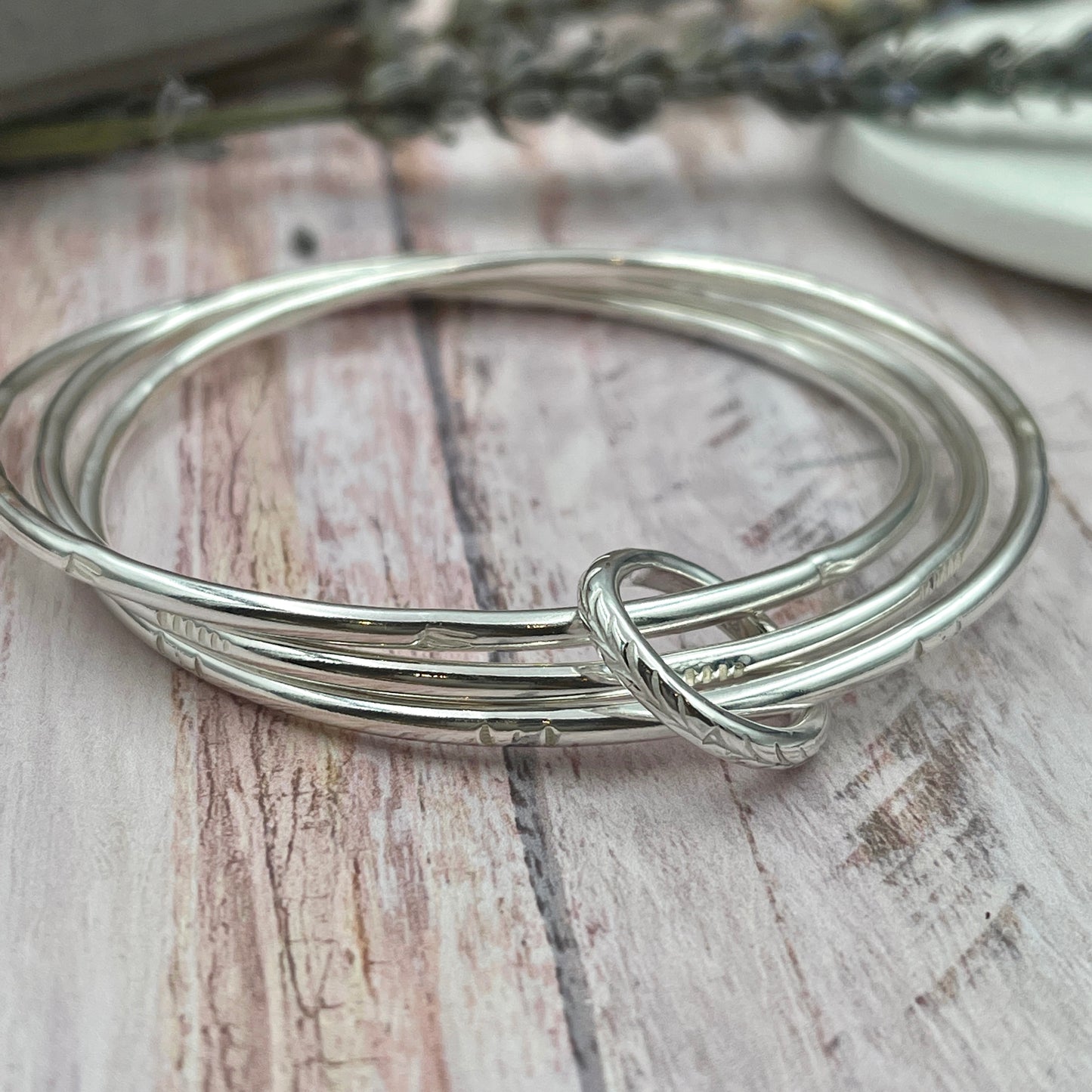 Three Entwined Bangles -Sterling Silver