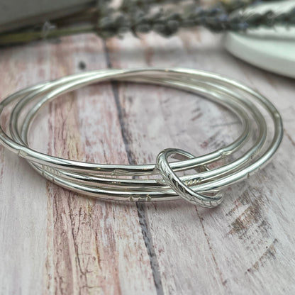 Three Entwined Bangles -Sterling Silver