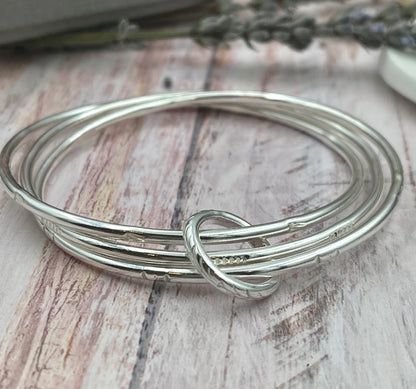 Three Entwined Bangles -Sterling Silver