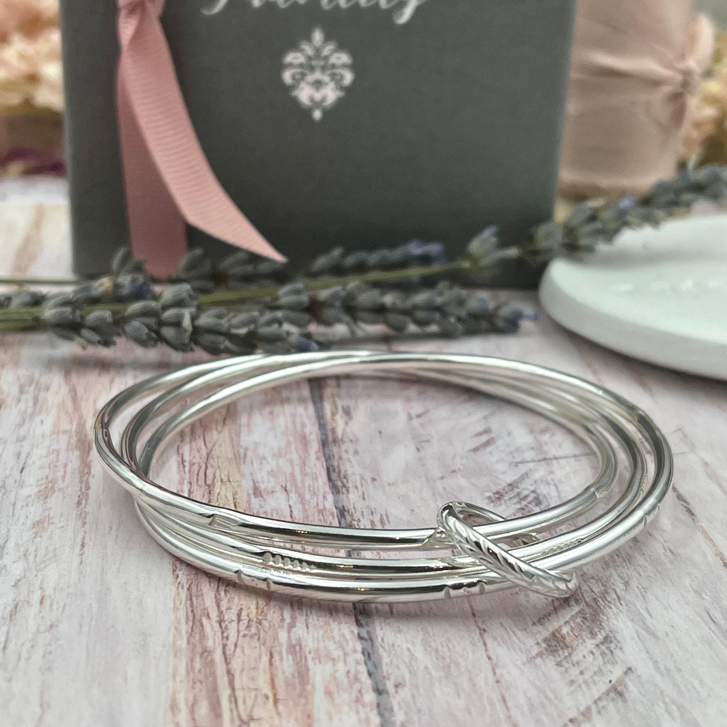 Three Entwined Bangles -Sterling Silver