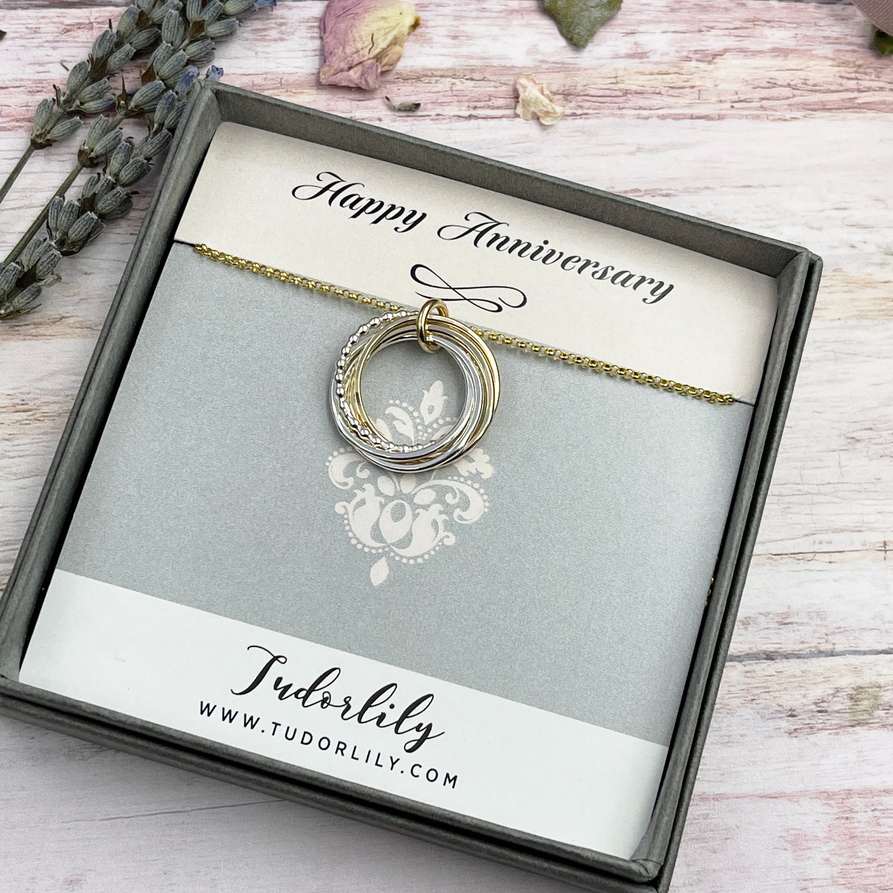 20th Anniversary Mixed Metal Necklace, outlet 20th Wedding Anniversary Gift, Sterling Silver and 14ct Gold Fill