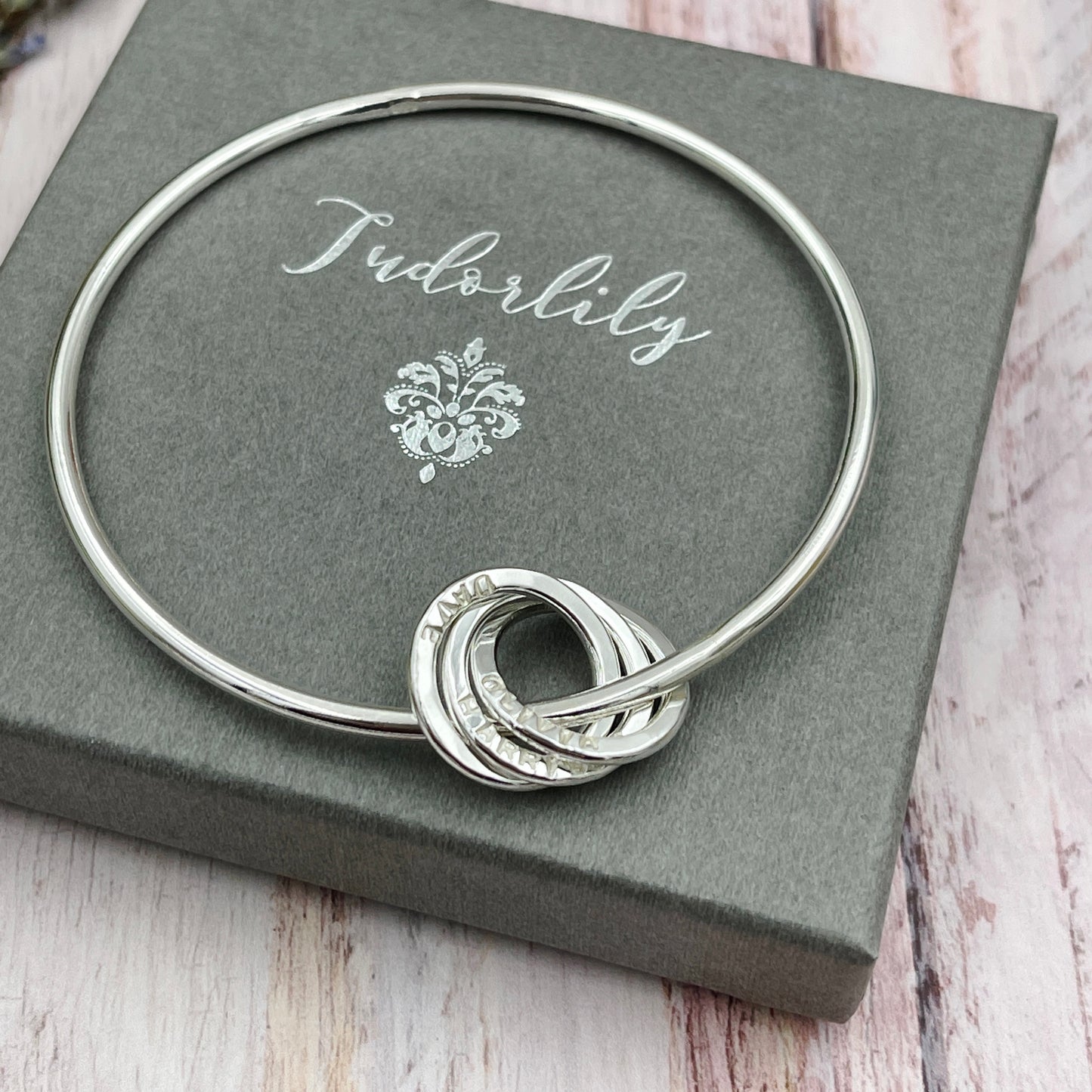 Bangle with Personalised Name Rings