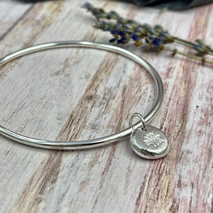 Dandelion Flower Charm Bangle