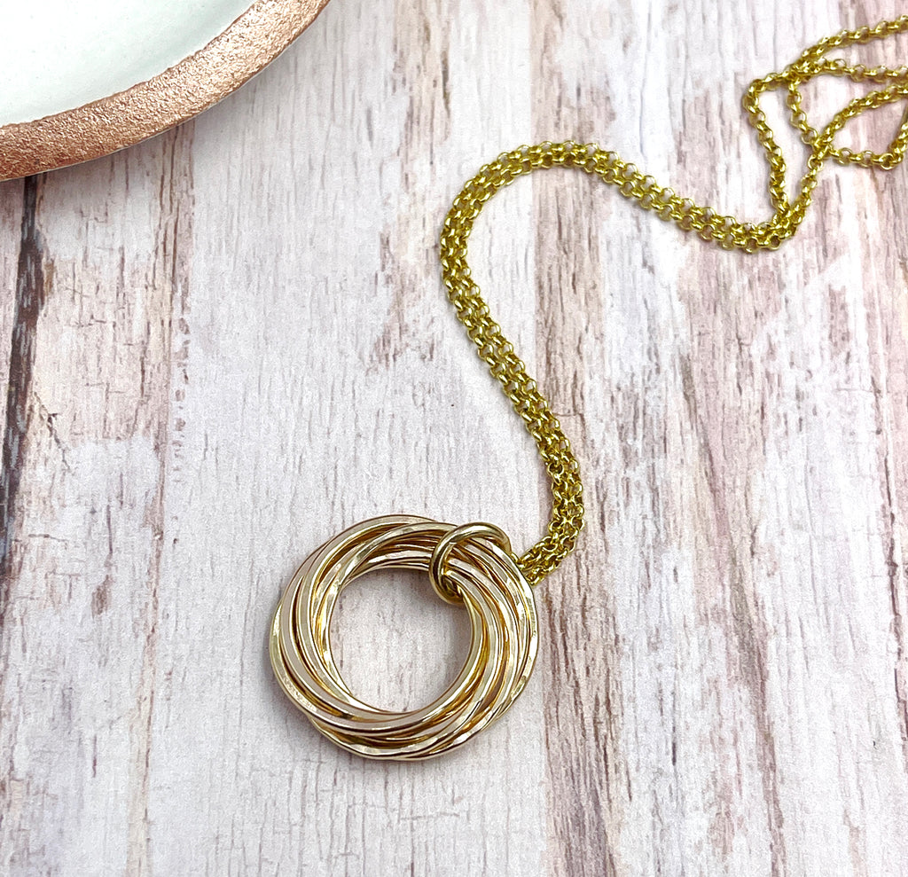 8 Ring Goldfill Entwined Ring Necklaces