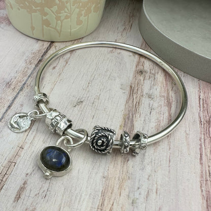 Labradorite Moon  Charm Bangle