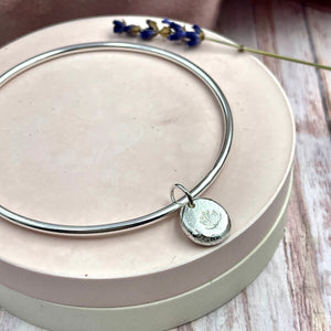 Lotus Charm Bangle