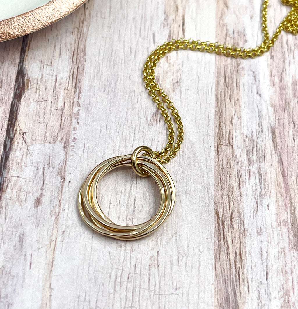 4 Ring Goldfill Entwined Ring Necklaces