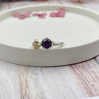 Pink Star Sapphire Silver & 9ct Gold Ring