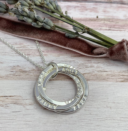 Personalised Names Necklace (4 Ring)