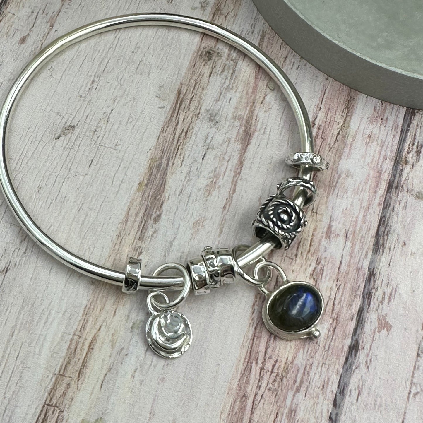 Labradorite Moon  Charm Bangle