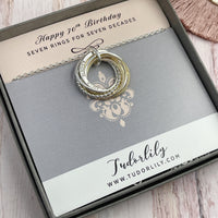 Personalised Name Necklace with Mixed Metals Rings - 7 Rings