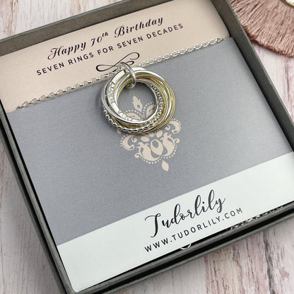 Personalised Name Necklace with Mixed Metals Rings - 5 to 9 Rings