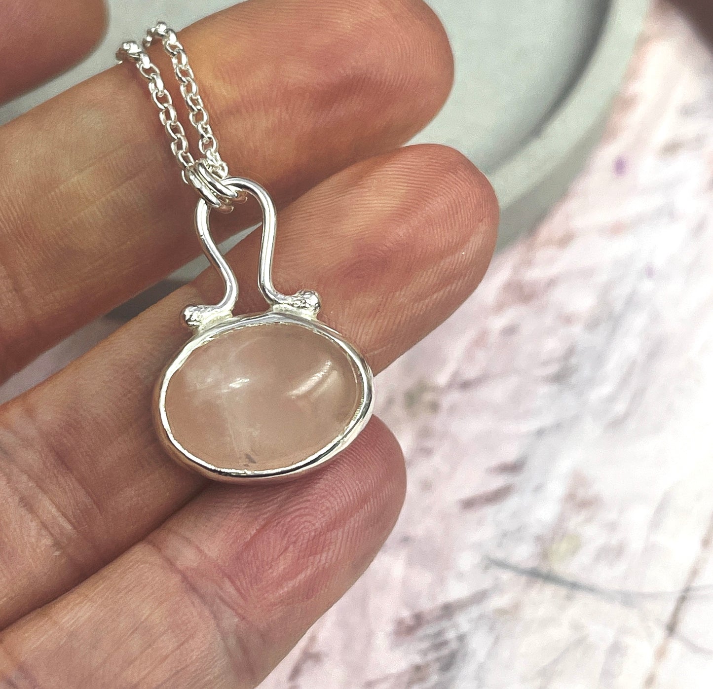 Florence Necklace in Rose Quartz