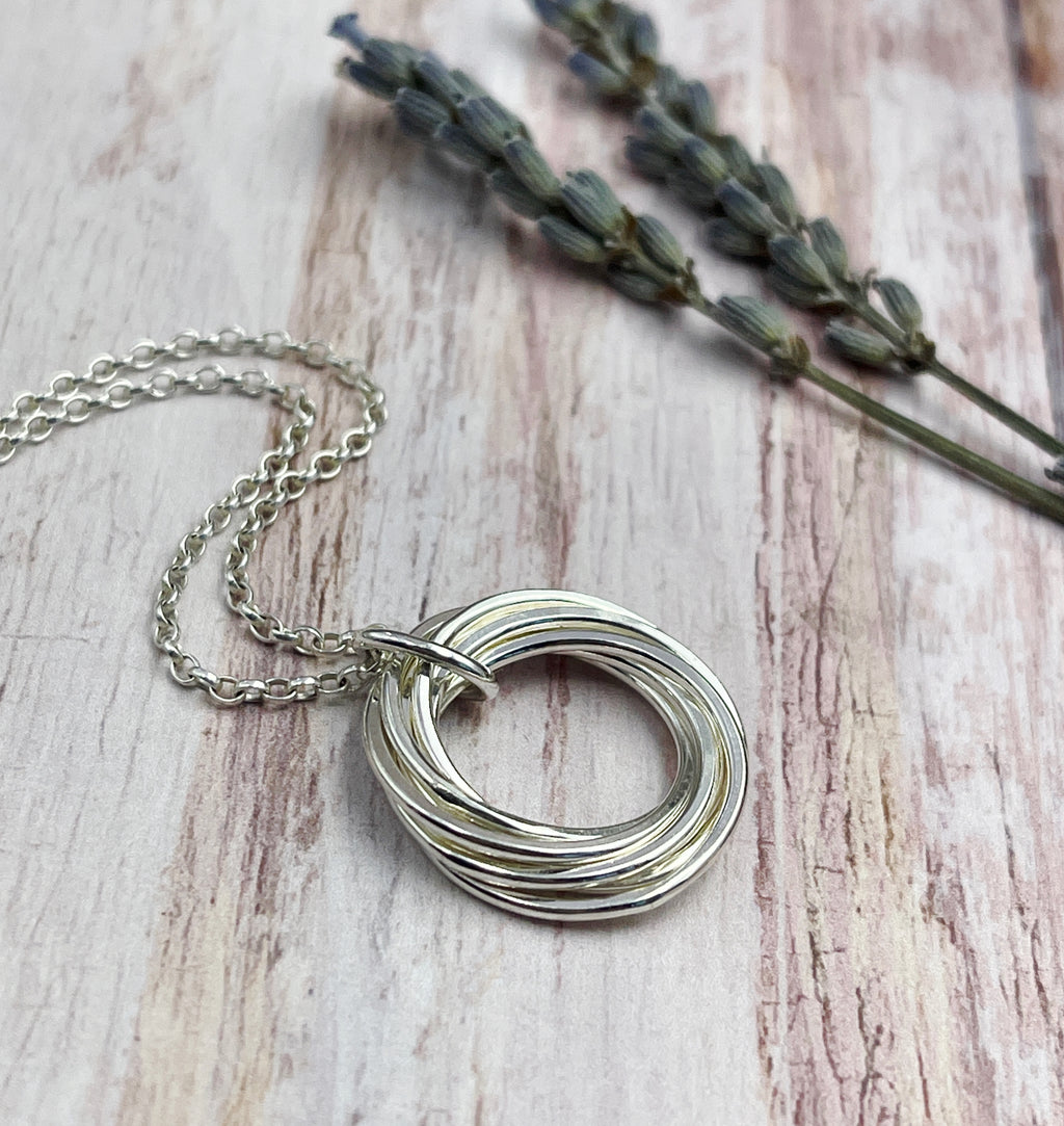 7 Ring Sterling Silver Necklace