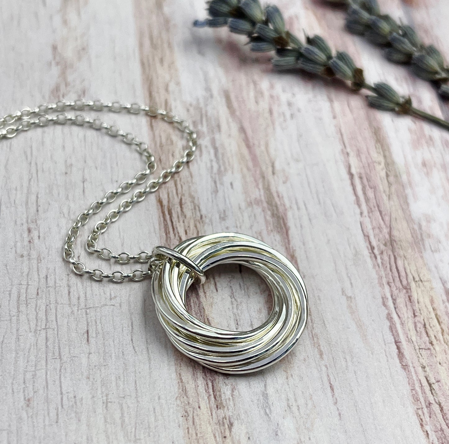 9 Ring Sterling Silver Necklace - Ready Now