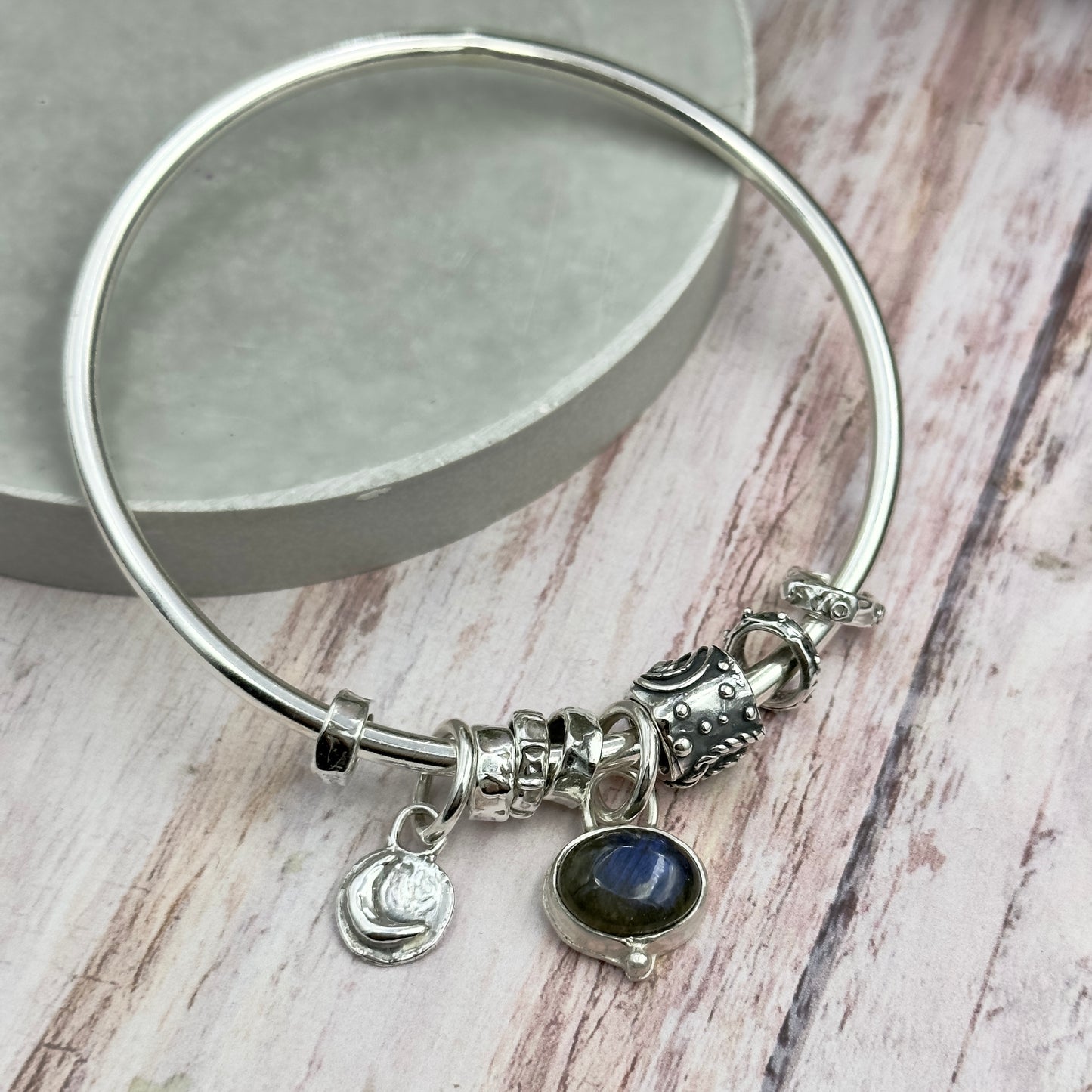 Labradorite Moon  Charm Bangle