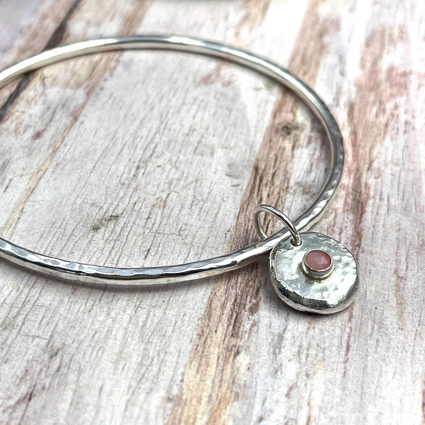 Gemstone Charm Bangle - Hallmarked