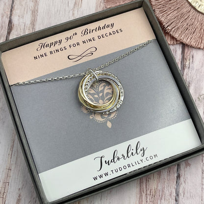 Personalised Name Necklace with Mixed Metals Rings - 5 to 9 Rings